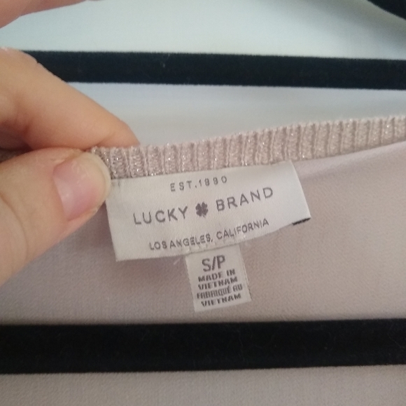 Lucky Brand Women's Platinum Silvery Sparkle Layered Sweater Small - Picture 2 of 9